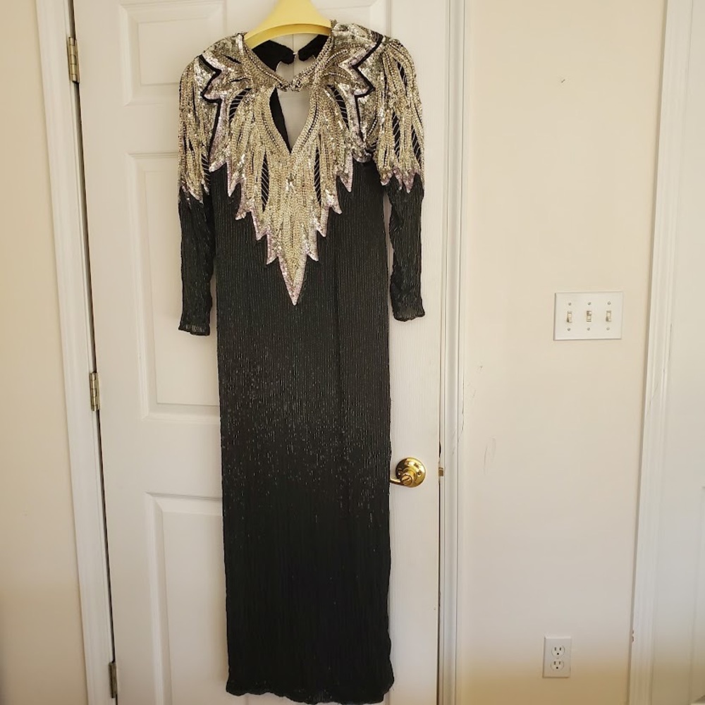 Black & gold sequined gown